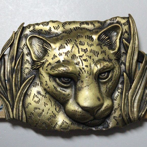 JJ Jewelry - Vintage JJ 1986 Brass Leopard Tiger Head Set
